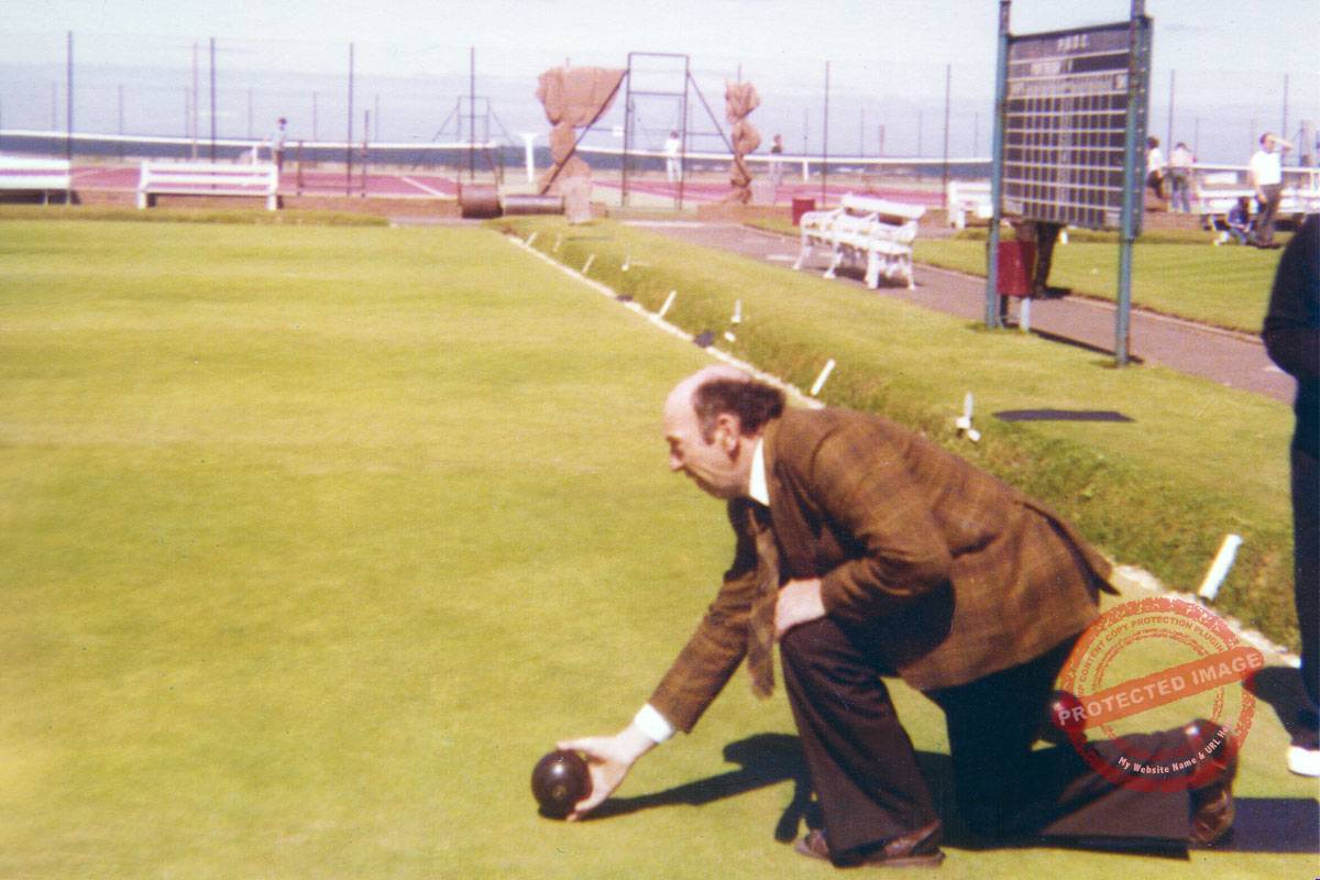 playing bowls at Portrush, late 1970s